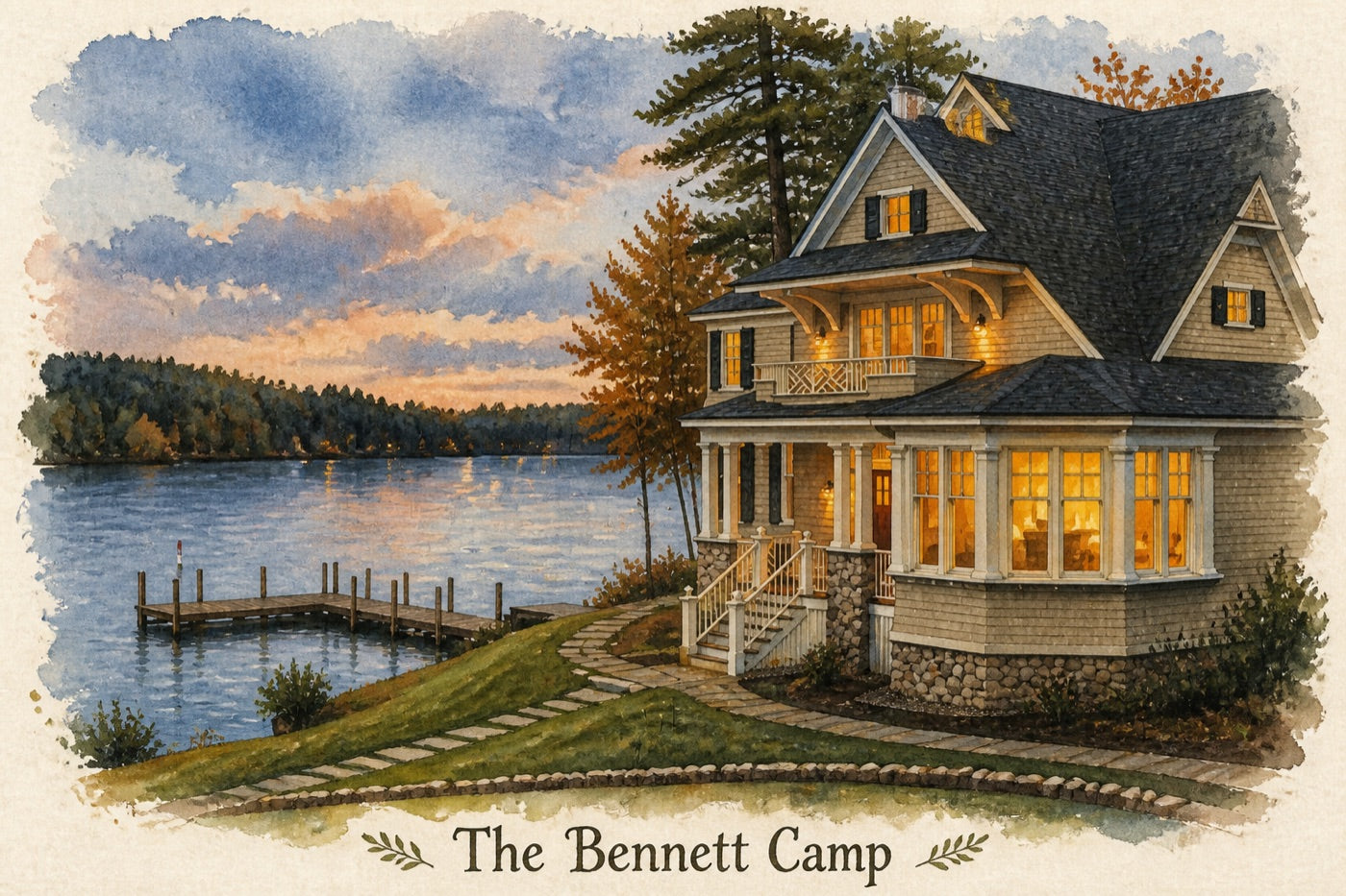 Close detail of Homeward watercolor artwork